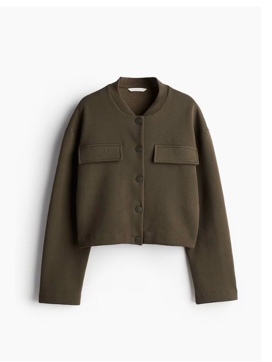 H&M Jackets & Blazers - H&M Olive Green Cropped Bomber Jacket